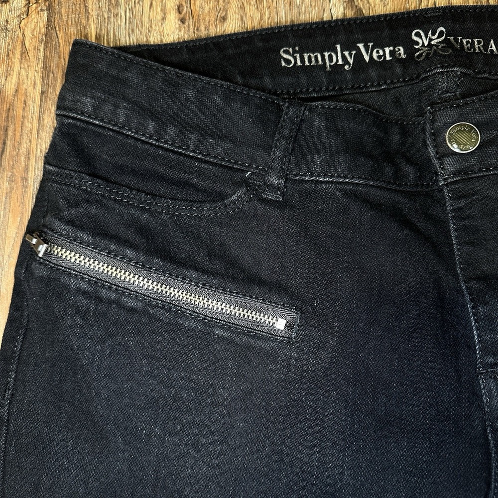 Simply Vera Vera Wang Jeans Womens 10 Black Skinny Stretch Ankle Zip Pockets - Picture 4 of 13